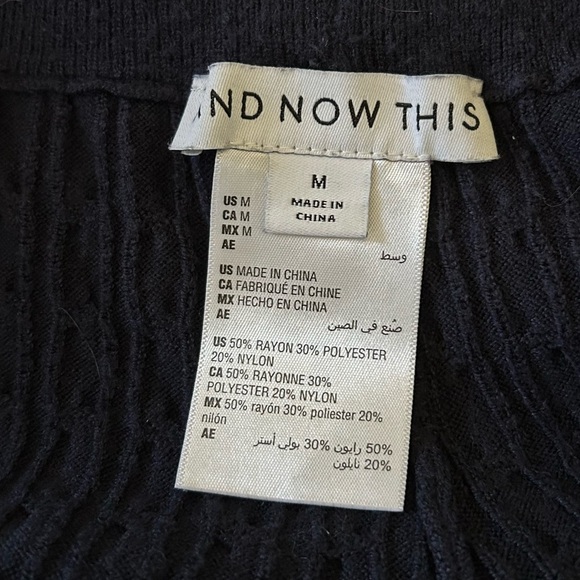 And Now This Brand Womens Navy Wide leg Knit Pants Draw String High Waisted Sz M - Picture 8 of 9